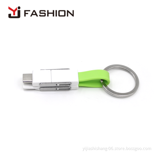 Yijiashishang 2019 new giveaway gift 4 in 1 magnet keychain keyring charger cable support usb-c charger for all phones